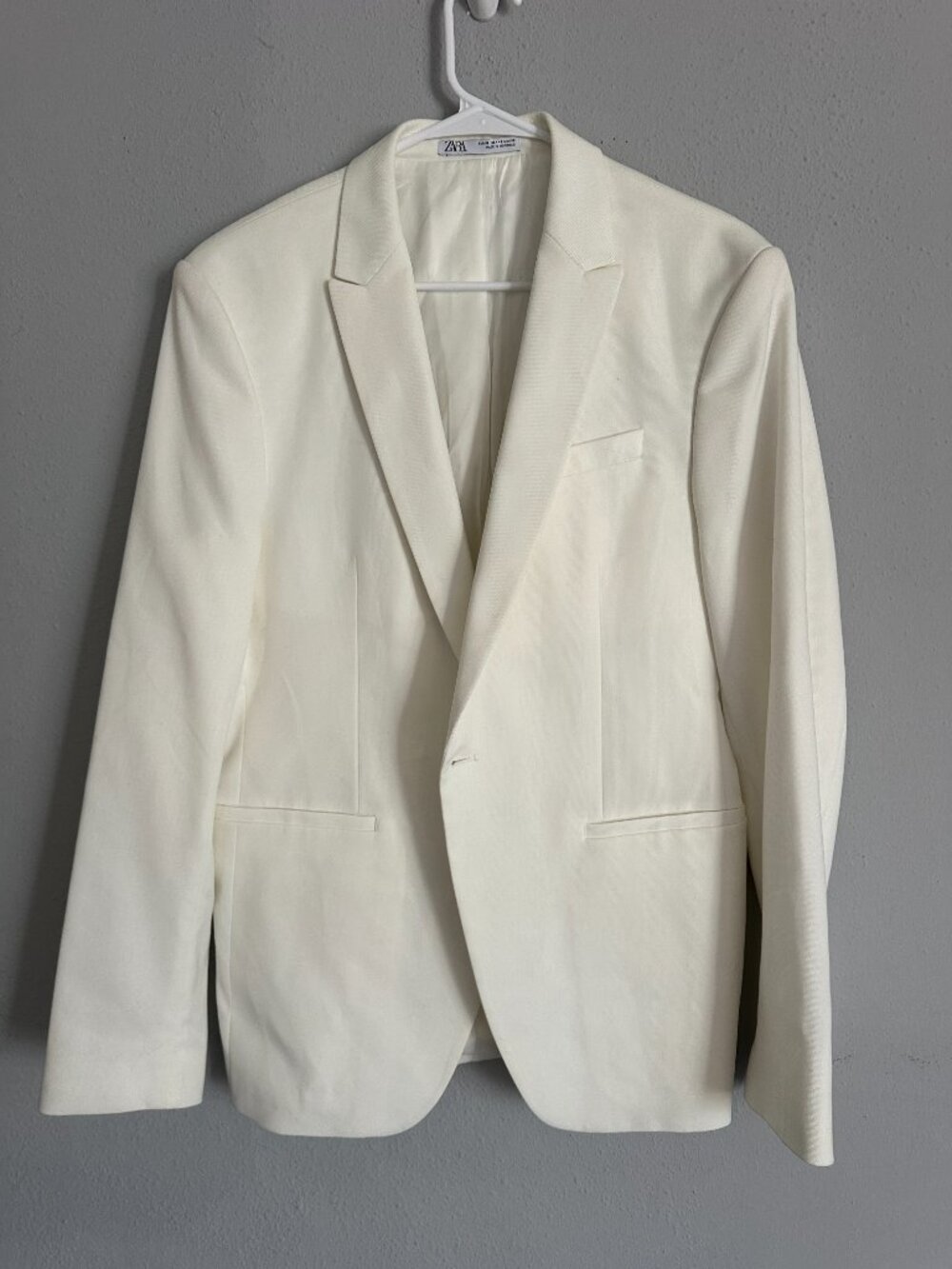 Zara Ivory Tuxedo Blazer Women’s L Cream Minimalist Tailored Jacket Old Money - Picture 5 of 12